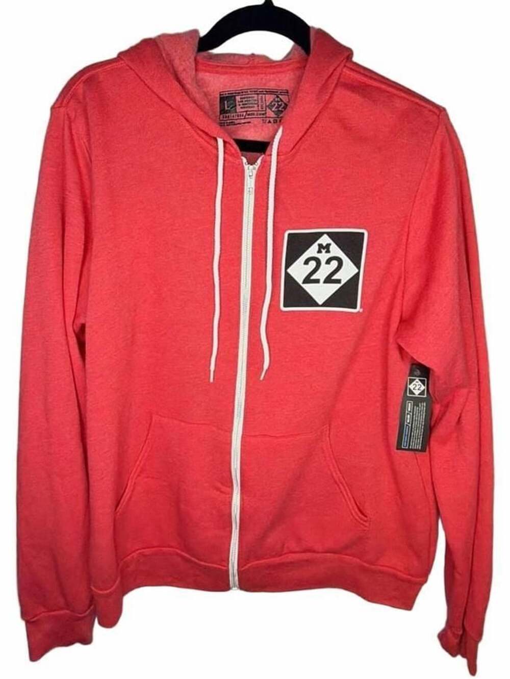 M22 Zip Hood Size Mens L Coral Red Zip Up Hoodie